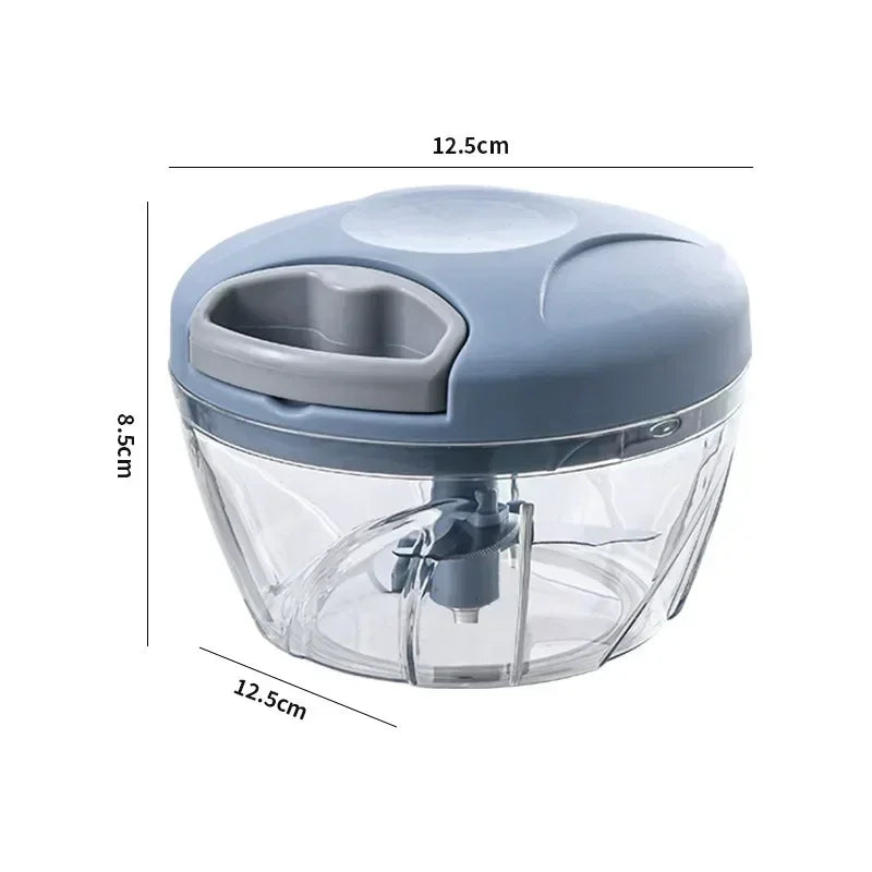 Hand-Powered Food Chopper – Onion Cutter, Garlic Crusher, Meat Mincer