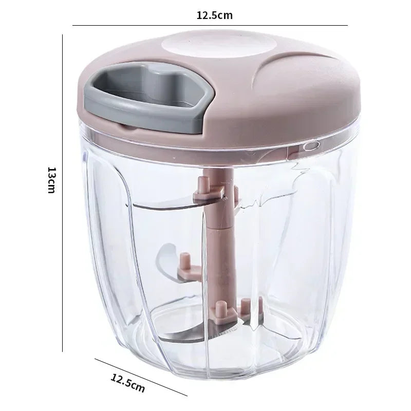 Hand-Powered Food Chopper – Onion Cutter, Garlic Crusher, Meat Mincer